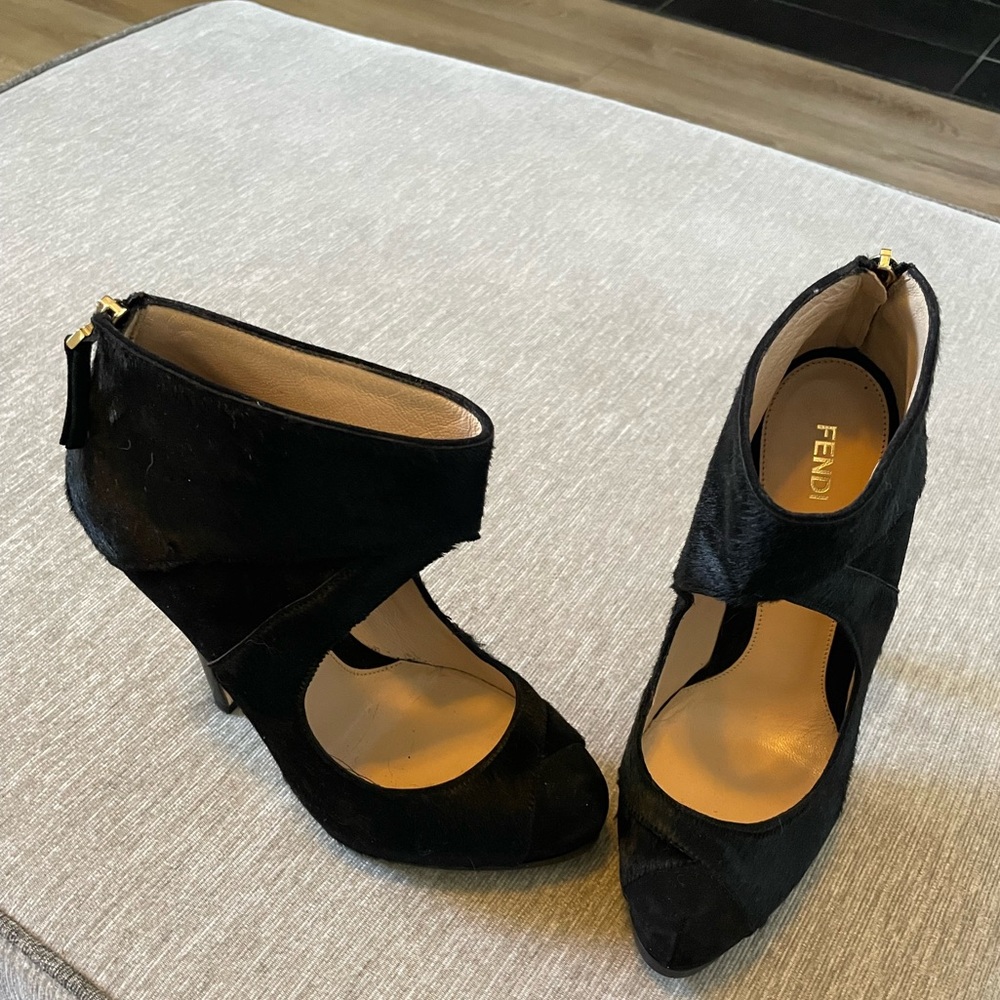 Fendi pony hair platforms